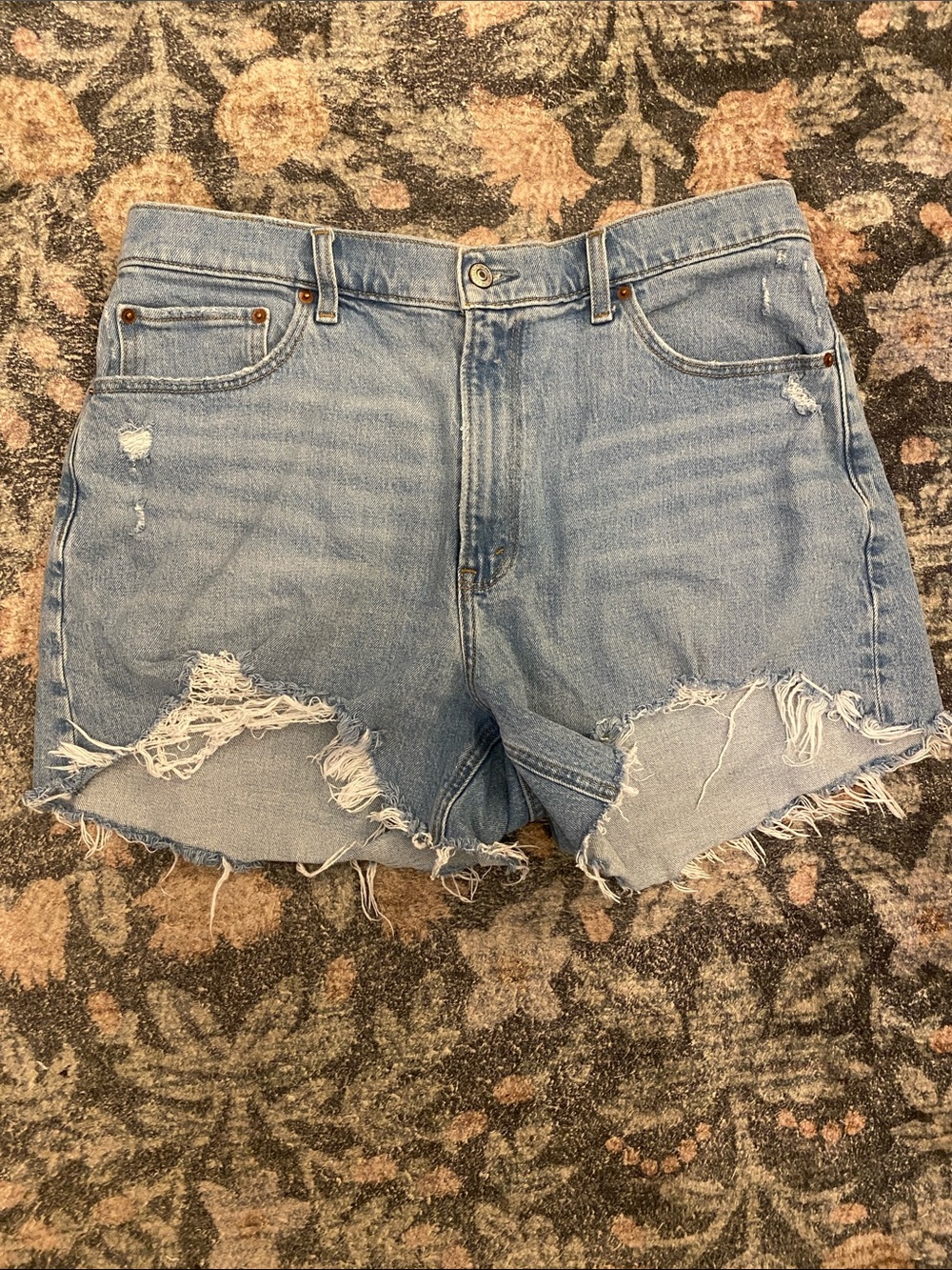 Abercrombie & Fitch Light Blue Distressed Cutoff Jean Shorts curve love fit